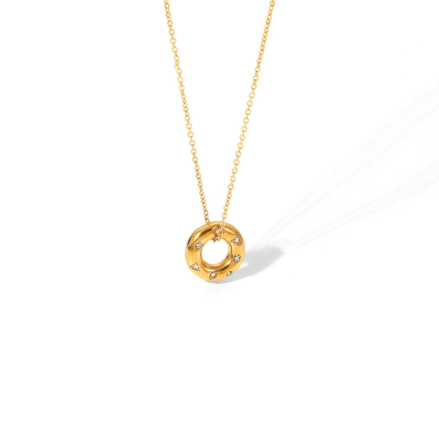 Studded Donut Pendant Necklace