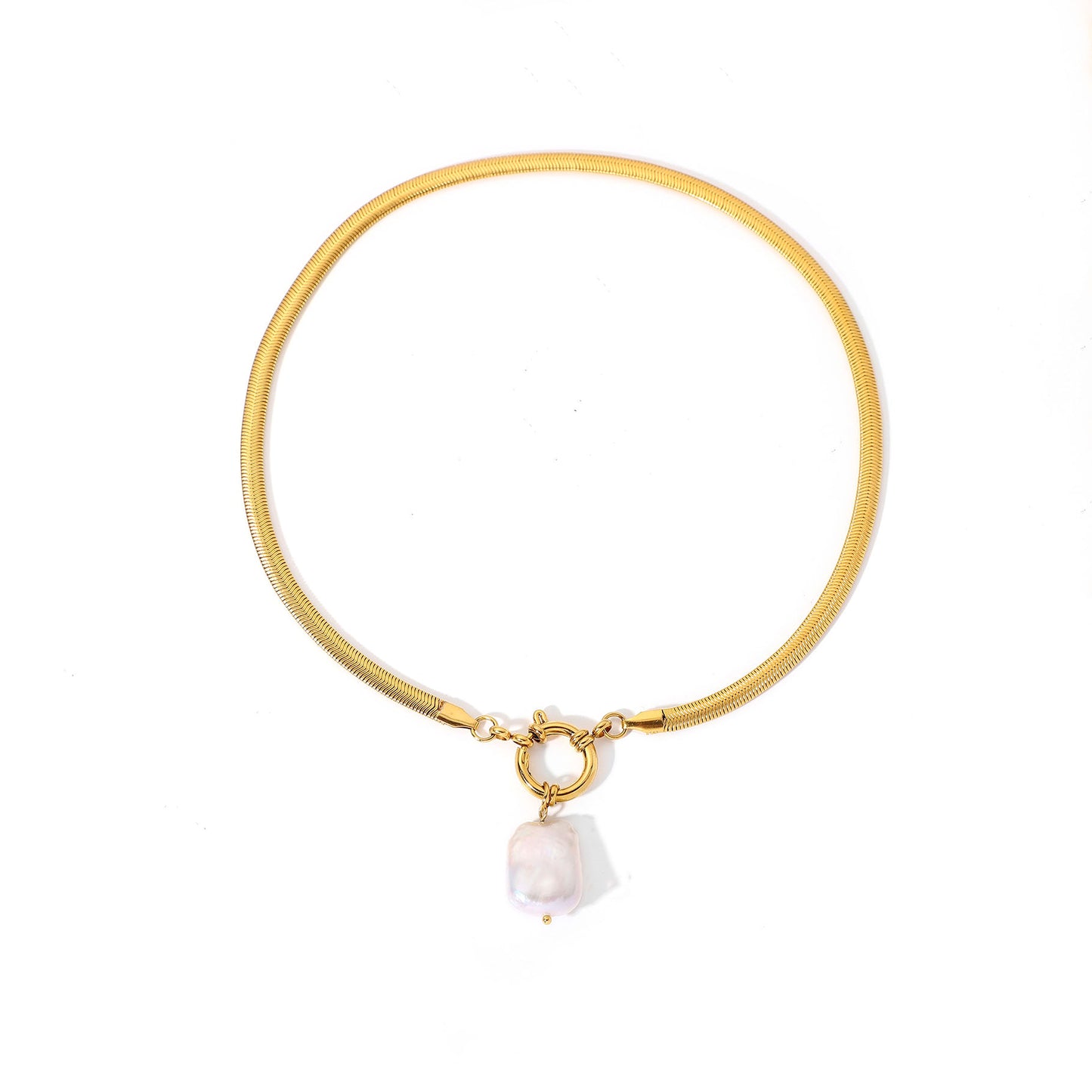 Herringbone Pearl Pendant Necklace