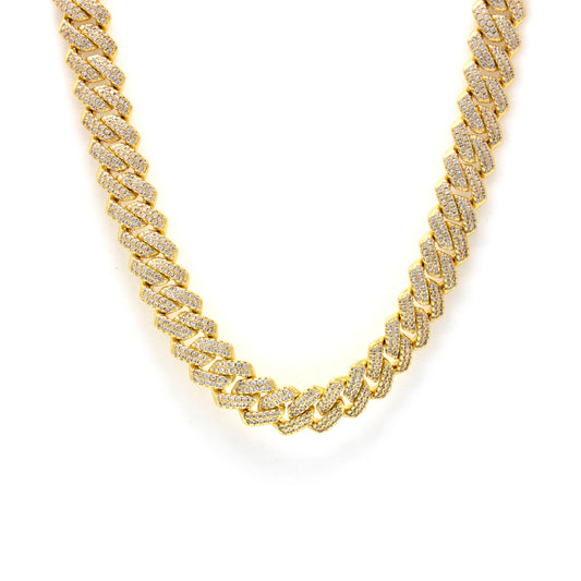 Gold Iced Out Cuban Link Chain - 13mm