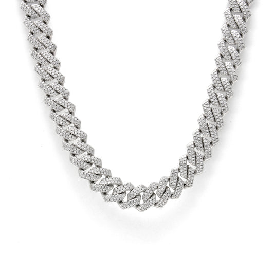 Silver Iced Out Cuban Link Chain - 13mm
