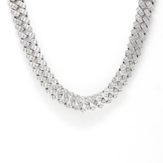 Silver Iced Out Cuban Link Chain - 17mm